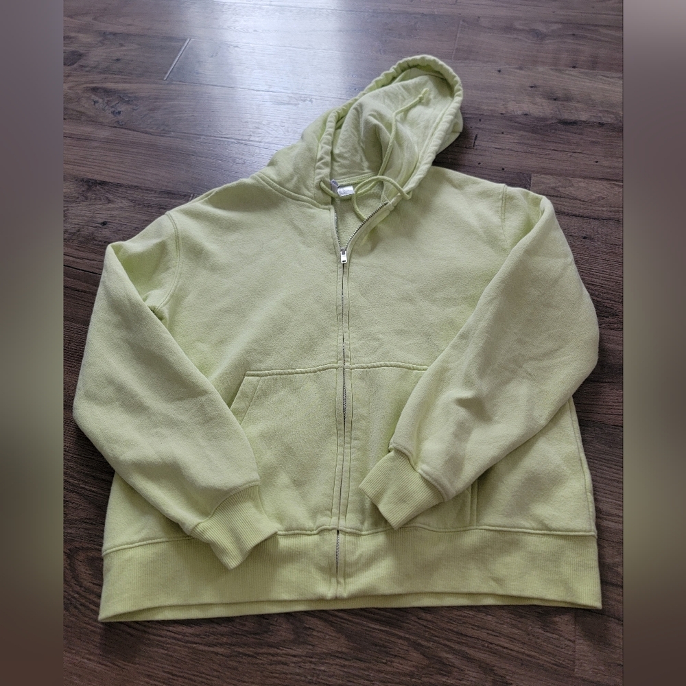 Divided Yellow Full Zip Sweater Size Small